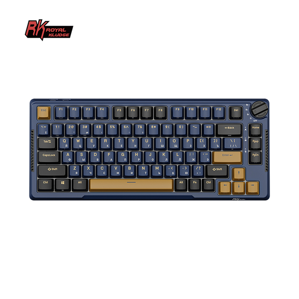 Компактная (75%) механическая клавиатура Royal Kludge RK-H81 - 3 типа подключения, 81 клавиша, Gasket Mount, Star Night, переключатели RK Sky Cyan