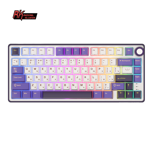 Компактная (75%) механическая клавиатура Royal Kludge R75 - проводная , 81 клавиша, Gasket Mount, Blackberry, переключатели RK Silver