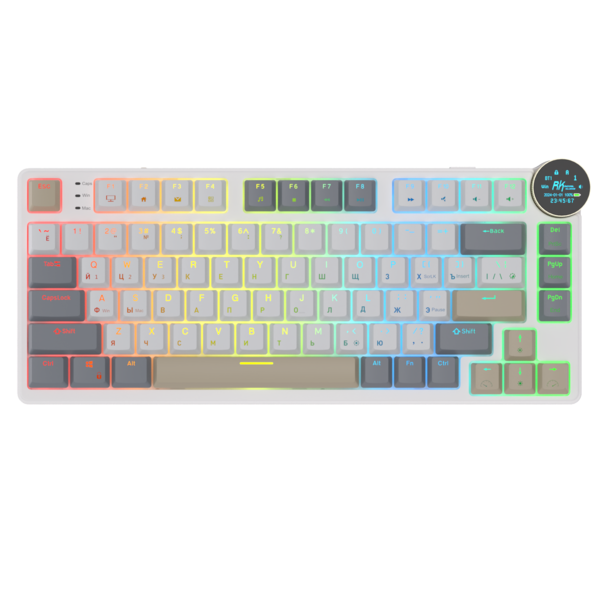 Компактная (75%) низкопрофильная механическая клавиатура Royal Kludge RK N80 - 3 типа подключения, 80 клавиш, Top Mount, цвет Pearly Dawn, переключатели RK Brown