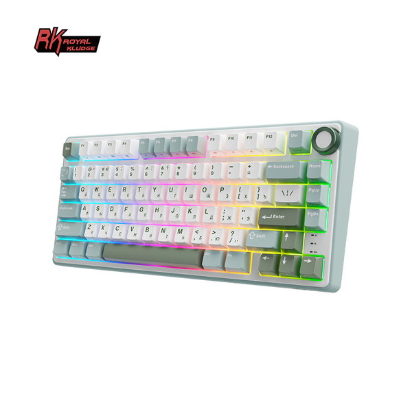 Компактная (75%) механическая клавиатура Royal Kludge R75 - проводная , 81 клавиша, Gasket Mount, Sky Cyan, переключатели RK Silver