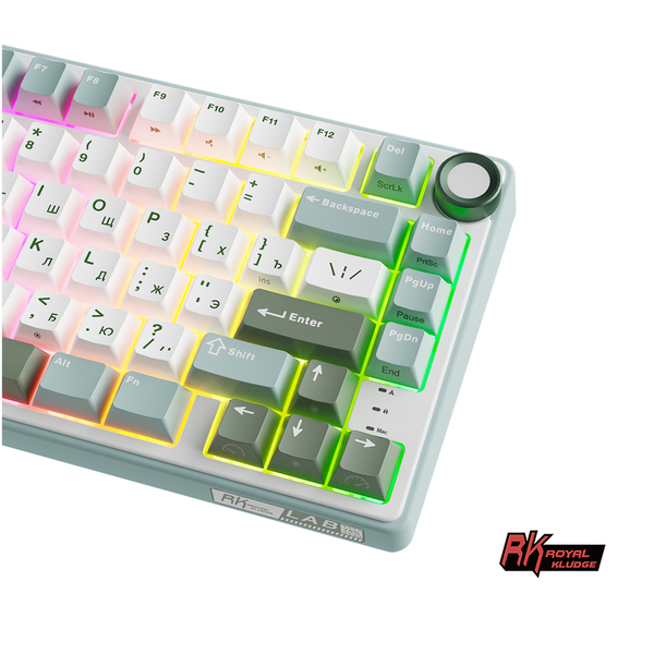 Компактная (75%) механическая клавиатура Royal Kludge R75 - проводная , 81 клавиша, Gasket Mount, Sky Cyan, переключатели RK Silver