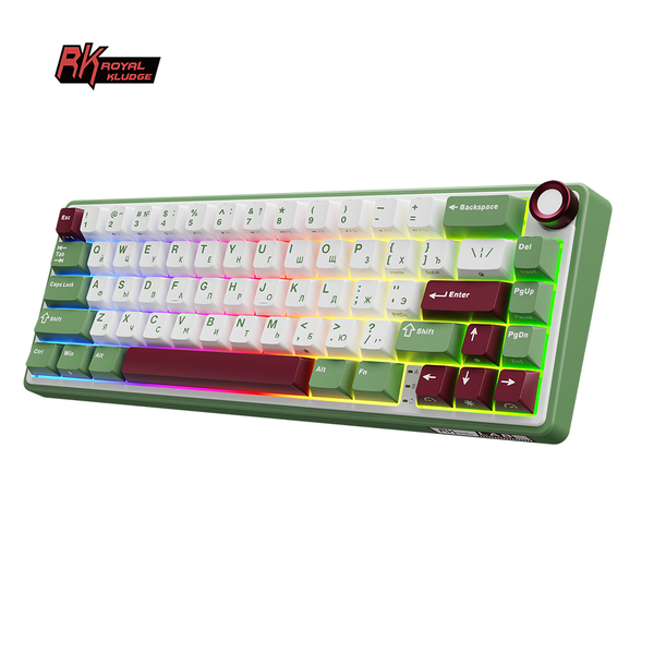 Компактная (65%) механическая клавиатура Royal Kludge R65 - проводная , 66 клавиш, Gasket Mount, Green Sand, переключатели RK Brown