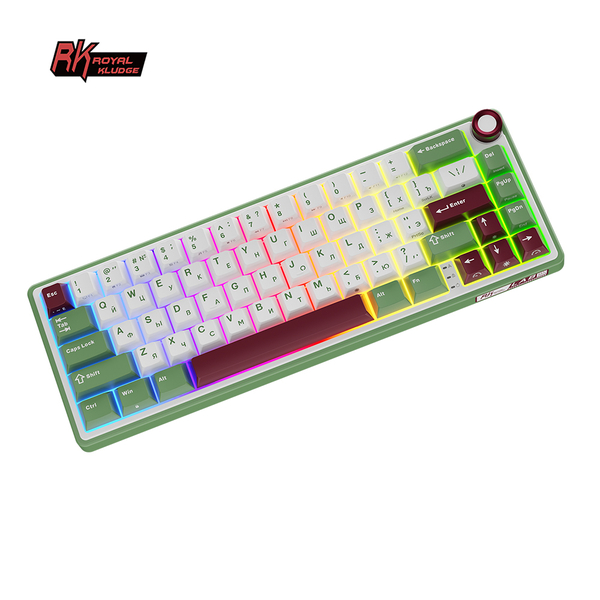 Компактная (65%) механическая клавиатура Royal Kludge R65 - проводная , 66 клавиш, Gasket Mount, Green Sand, переключатели RK Brown