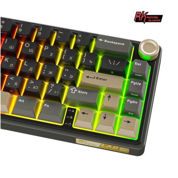 Компактная (65%) механическая клавиатура Royal Kludge R65 - проводная , 66 клавиш, Gasket Mount, Phantom, переключатели RK Chartreuse