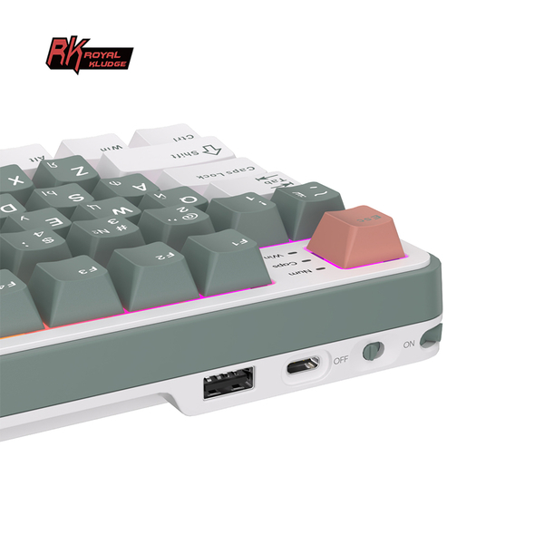 Полноразмерная (96%) механическая клавиатура Royal Kludge RK-S98 - 3 типа подключения, 98 клавиш, Top Mount, профиль PBT Cherry, цвет Camping, переключатели RK Chartreuse