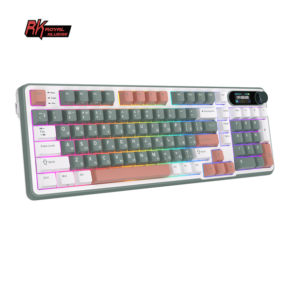 Полноразмерная (96%) механическая клавиатура Royal Kludge RK-S98 - 3 типа подключения, 98 клавиш, Top Mount, профиль PBT Cherry, цвет Camping, переключатели RK Brown