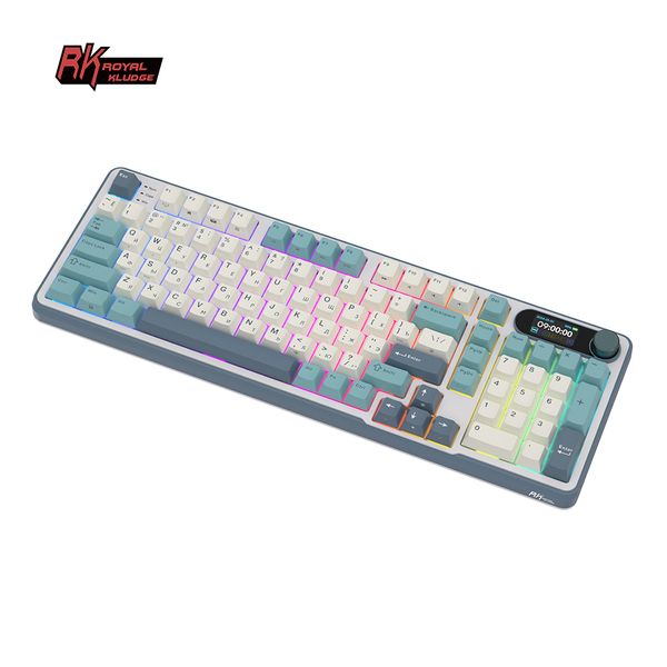 Полноразмерная (96%) механическая клавиатура Royal Kludge RK-S98 - 3 типа подключения, 98 клавиш, Top Mount, профиль PBT Cherry, цвет Light Cloud, переключатели RK Chartreuse
