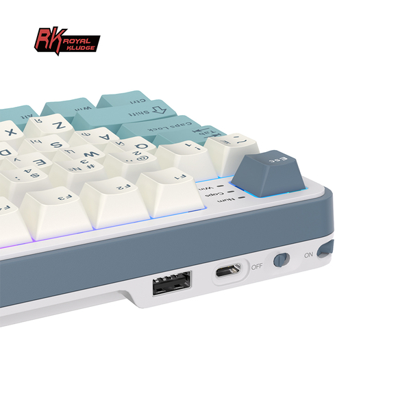 Полноразмерная (96%) механическая клавиатура Royal Kludge RK-S98 - 3 типа подключения, 98 клавиш, Top Mount, профиль PBT Cherry, цвет Light Cloud, переключатели RK Brown