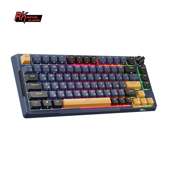 Компактная (75%) механическая клавиатура Royal Kludge RK-H81 - 3 типа подключения, 81 клавиша, Gasket Mount, Star Night, переключатели RK Sky Cyan