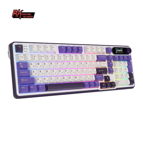 Полноразмерная (96%) механическая клавиатура Royal Kludge RK-S98 - 3 типа подключения, 98 клавиш, Top Mount, профиль PBT Cherry, цвет Blackberry, переключатели RK Brown