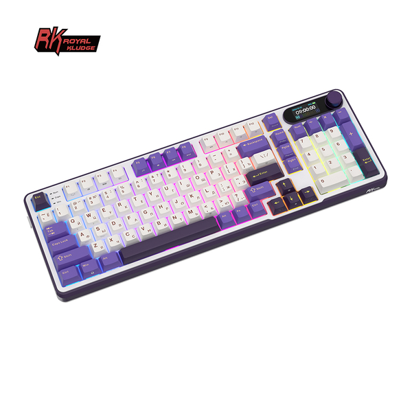 Полноразмерная (96%) механическая клавиатура Royal Kludge RK-S98 - 3 типа подключения, 98 клавиш, Top Mount, профиль PBT Cherry, цвет Blackberry, переключатели RK Brown