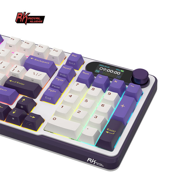 Полноразмерная (96%) механическая клавиатура Royal Kludge RK-S98 - 3 типа подключения, 98 клавиш, Top Mount, профиль PBT Cherry, цвет Blackberry, переключатели RK Brown
