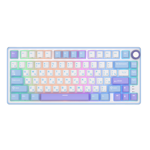 Компактная (75%) механическая клавиатура Royal Kludge R75 - проводная , 81 клавиша, Gasket Mount, Taro Milk, переключатели K Silver