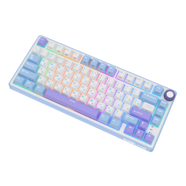 Компактная (75%) механическая клавиатура Royal Kludge R75 - проводная , 81 клавиша, Gasket Mount, Taro Milk, переключатели K Silver