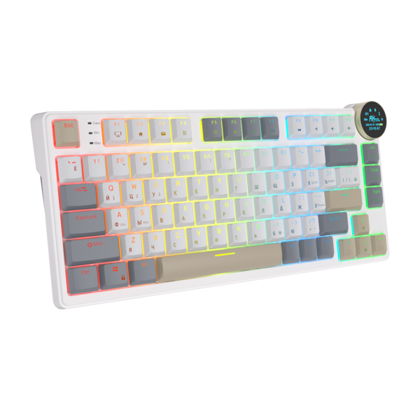 Компактная (75%) низкопрофильная механическая клавиатура Royal Kludge RK N80 - 3 типа подключения, 80 клавиш, Top Mount, цвет Pearly Dawn, переключатели RK Brown
