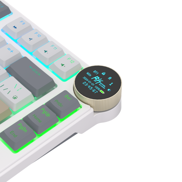 Компактная (75%) низкопрофильная механическая клавиатура Royal Kludge RK N80 - 3 типа подключения, 80 клавиш, Top Mount, цвет Pearly Dawn, переключатели RK Brown