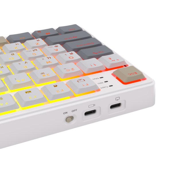 Компактная (75%) низкопрофильная механическая клавиатура Royal Kludge RK N80 - 3 типа подключения, 80 клавиш, Top Mount, цвет Pearly Dawn, переключатели RK Brown