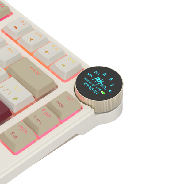 Компактная (75%) низкопрофильная механическая клавиатура Royal Kludge RK N80 - 3 типа подключения, 80 клавиш, Top Mount, цвет Rosy Clouds, переключатели RK Brown