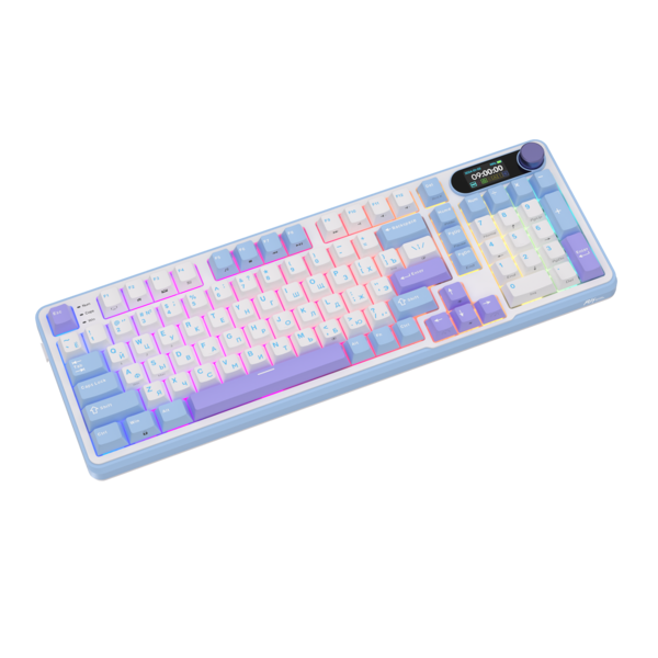 Полноразмерная (96%) механическая клавиатура Royal Kludge RK-S98 - 3 типа подключения, 98 клавиш, Top Mount, профиль PBT Cherry, цвет Taro Milk, переключатели RK Cream