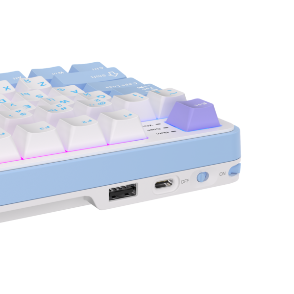 Полноразмерная (96%) механическая клавиатура Royal Kludge RK-S98 - 3 типа подключения, 98 клавиш, Top Mount, профиль PBT Cherry, цвет Taro Milk, переключатели RK Cream