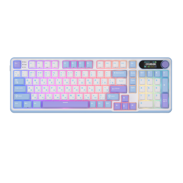 Полноразмерная (96%) механическая клавиатура Royal Kludge RK-S98 - 3 типа подключения, 98 клавиш, Top Mount, профиль PBT Cherry, цвет Taro Milk, переключатели RK Brown