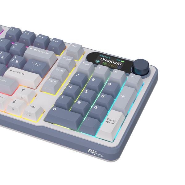 Полноразмерная (96%) механическая клавиатура Royal Kludge RK-S98 - 3 типа подключения, 98 клавиш, Top Mount, профиль PBT Cherry, цвет Ocean Blue, переключатели RK Cream