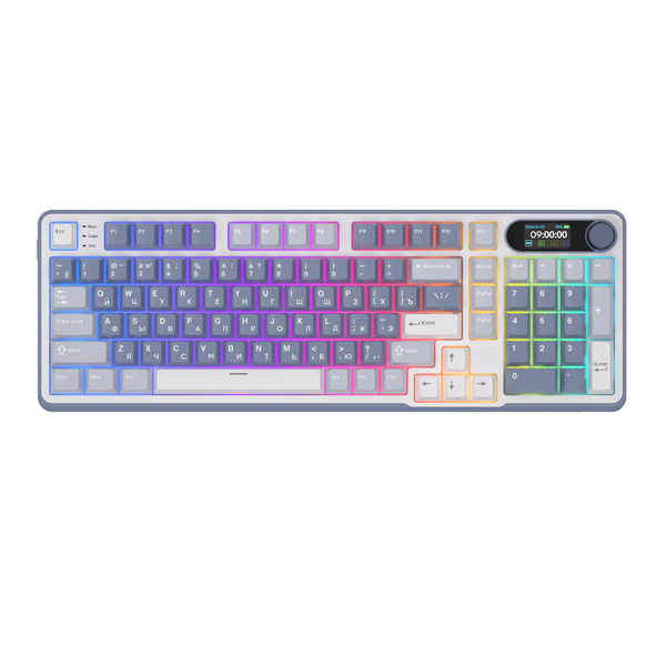 Полноразмерная (96%) механическая клавиатура Royal Kludge RK-S98 - 3 типа подключения, 98 клавиш, Top Mount, профиль PBT Cherry, цвет Ocean Blue, переключатели RK Brown