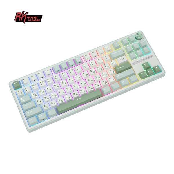 Классическая TKL (80%) механическая клавиатура Royal Kludge RK R87 Pro - проводная, 87 клавиш, Gasket Mount,  профиль PBT Cherry, цвет Sky Cyan, переключатели RK Cream