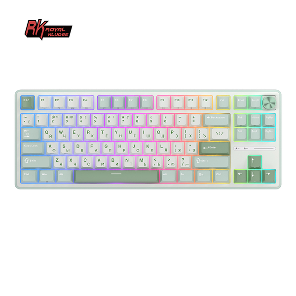 Классическая TKL (80%) механическая клавиатура Royal Kludge RK R87 Pro - проводная, 87 клавиш, Gasket Mount,  профиль PBT Cherry, цвет Sky Cyan, переключатели RK Brown