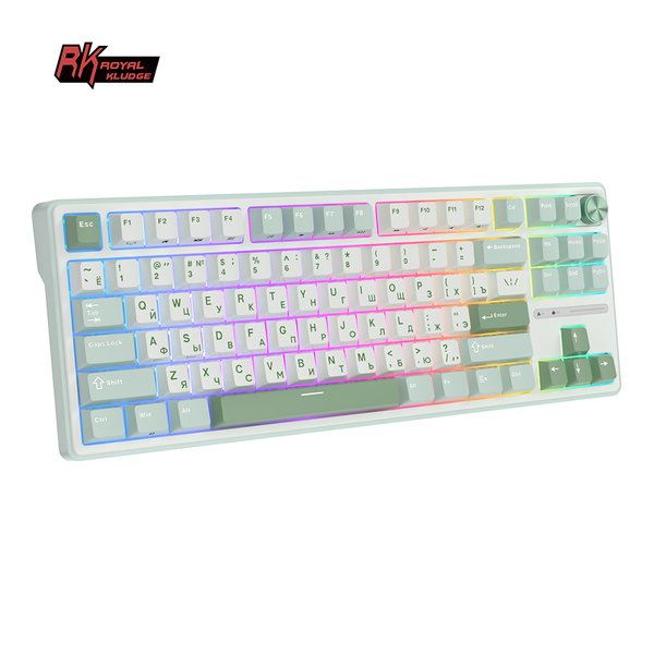 Классическая TKL (80%) механическая клавиатура Royal Kludge RK R87 Pro - проводная, 87 клавиш, Gasket Mount,  профиль PBT Cherry, цвет Sky Cyan, переключатели RK Brown