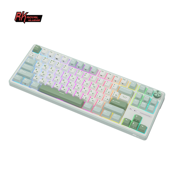 Классическая TKL (80%) механическая клавиатура Royal Kludge RK R87 Pro - проводная, 87 клавиш, Gasket Mount,  профиль PBT Cherry, цвет Sky Cyan, переключатели RK Brown
