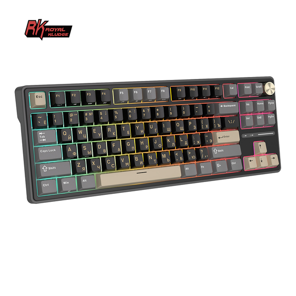 Классическая TKL (80%) механическая клавиатура Royal Kludge RK R87 Pro - проводная, 87 клавиш, Gasket Mount,  профиль PBT Cherry, цвет Phantom, переключатели RK Brown