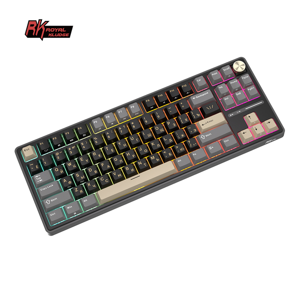 Классическая TKL (80%) механическая клавиатура Royal Kludge RK R87 Pro - проводная, 87 клавиш, Gasket Mount,  профиль PBT Cherry, цвет Phantom, переключатели RK Brown