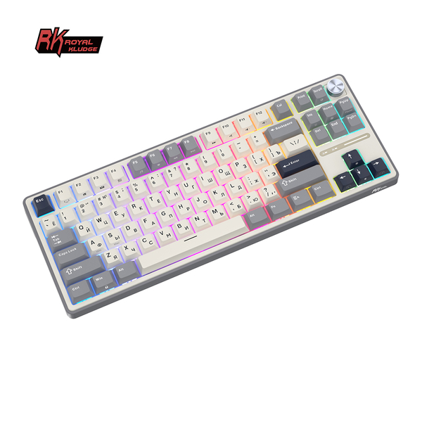 Классическая TKL (80%) механическая клавиатура Royal Kludge RK R87 Pro - проводная, 87 клавиш, Gasket Mount,  профиль PBT Cherry, цвет Half Grey, переключатели RK Cream