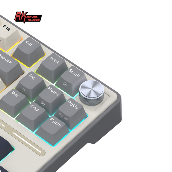 Классическая TKL (80%) механическая клавиатура Royal Kludge RK R87 Pro - проводная, 87 клавиш, Gasket Mount,  профиль PBT Cherry, цвет Half Grey, переключатели RK Cream