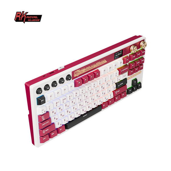 Классическая TKL (80%) механическая клавиатура Royal Kludge RK M87 - 3 типа подключения, 87 клавиш, Gasket Mount,  профиль PBT Cherry, цвет Famicom, переключатели RK Cream