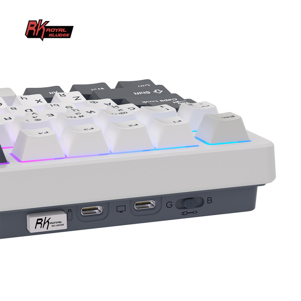 Классическая TKL (80%) механическая клавиатура Royal Kludge RK S85 - 3 типа подключения, 85 клавиш, Gasket Mount,  профиль PBT Cherry, цвет White Night, переключатели RK Beige