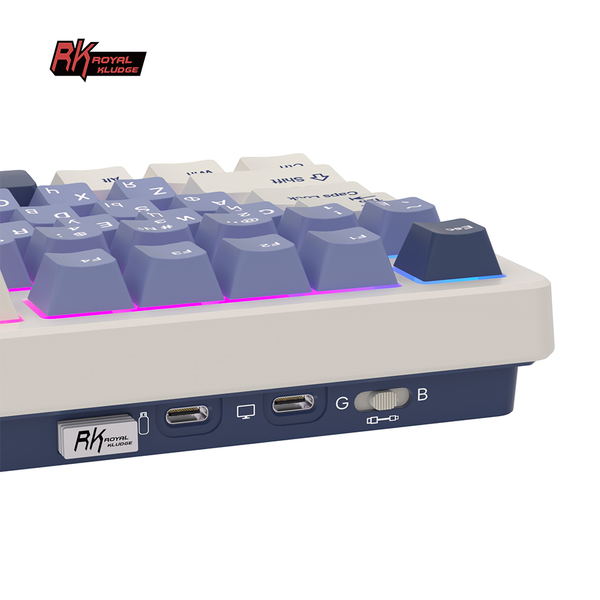 Классическая TKL (80%) механическая клавиатура Royal Kludge RK S85 - 3 типа подключения, 85 клавиш, Gasket Mount,  профиль PBT Cherry, цвет Horizon Blue, переключатели RK Cloud