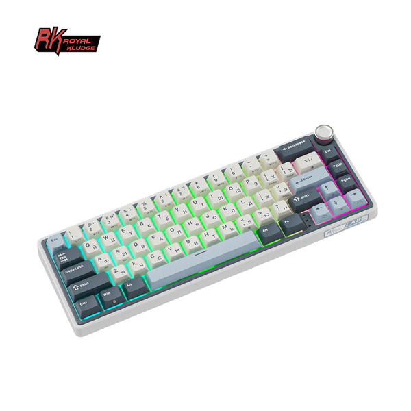 Компактная (65%) механическая клавиатура Royal Kludge R65 - проводная , 66 клавиш, Gasket Mount, цвет Moon, переключатели RK Cream