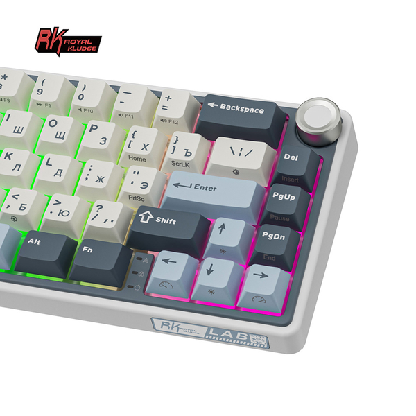 Компактная (65%) механическая клавиатура Royal Kludge R65 - проводная , 66 клавиш, Gasket Mount, цвет Moon, переключатели RK Cream