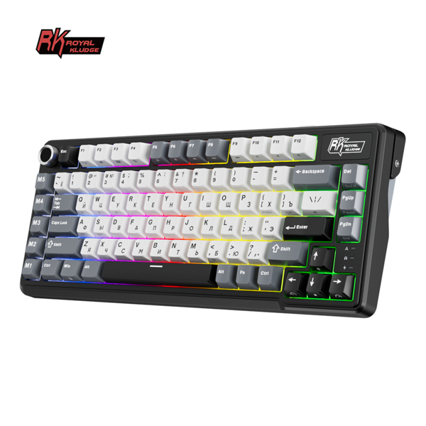 Компактная (75%) механическая клавиатура Royal Kludge RK L75 - 3 типа подключения, 85 клавиш, Gasket Mount,  профиль PBT Cherry, цвет Knight Black, переключатели RK Cream
