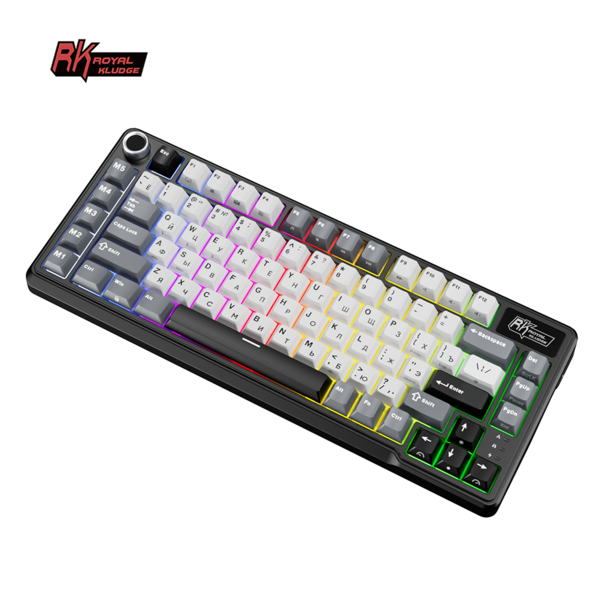 Компактная (75%) механическая клавиатура Royal Kludge RK L75 - 3 типа подключения, 85 клавиш, Gasket Mount,  профиль PBT Cherry, цвет Knight Black, переключатели RK Cream