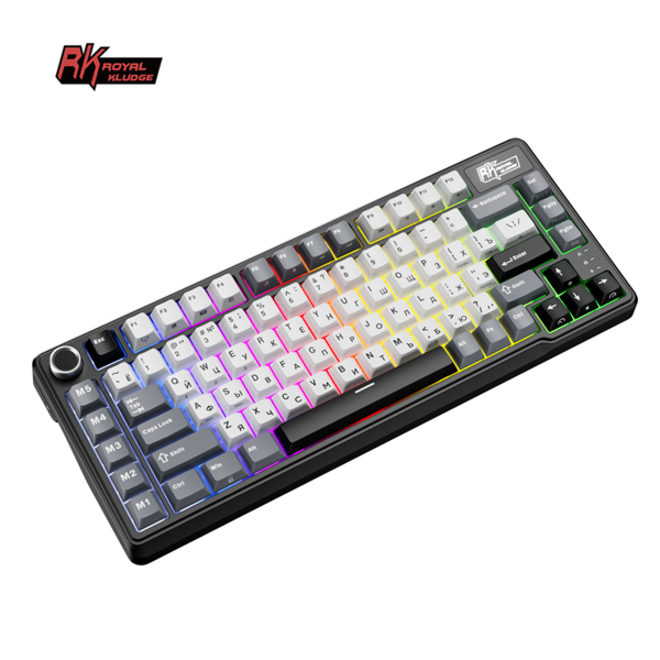 Компактная (75%) механическая клавиатура Royal Kludge RK L75 - 3 типа подключения, 85 клавиш, Gasket Mount,  профиль PBT Cherry, цвет Knight Black, переключатели RK Beige