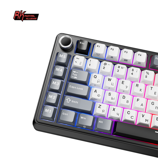 Компактная (75%) механическая клавиатура Royal Kludge RK L75 - 3 типа подключения, 85 клавиш, Gasket Mount,  профиль PBT Cherry, цвет Knight Black, переключатели RK Beige