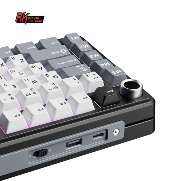 Компактная (75%) механическая клавиатура Royal Kludge RK L75 - 3 типа подключения, 85 клавиш, Gasket Mount,  профиль PBT Cherry, цвет Knight Black, переключатели RK Beige