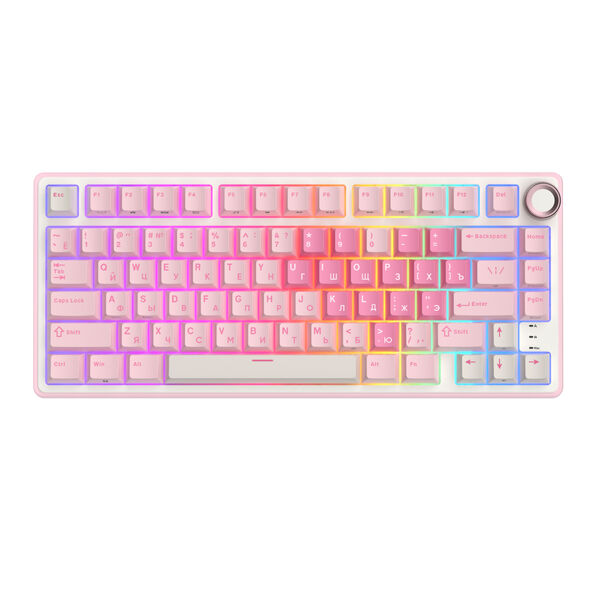 Компактная (75%) механическая клавиатура Royal Kludge R75 - проводная , 81 клавиша, Gasket Mount, Pink Melody, переключатели RK Cream