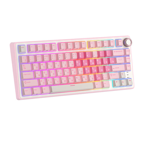 Компактная (75%) механическая клавиатура Royal Kludge R75 - проводная , 81 клавиша, Gasket Mount, Pink Melody, переключатели RK Cream