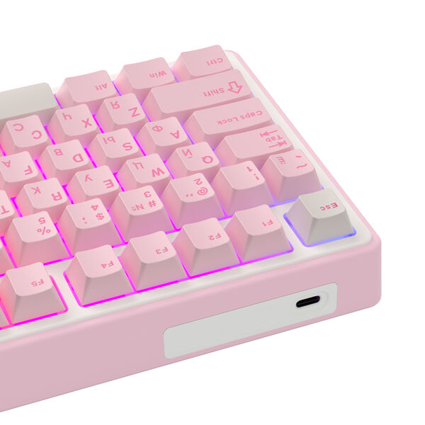 Компактная (75%) механическая клавиатура Royal Kludge R75 - проводная , 81 клавиша, Gasket Mount, Pink Melody, переключатели RK Cream