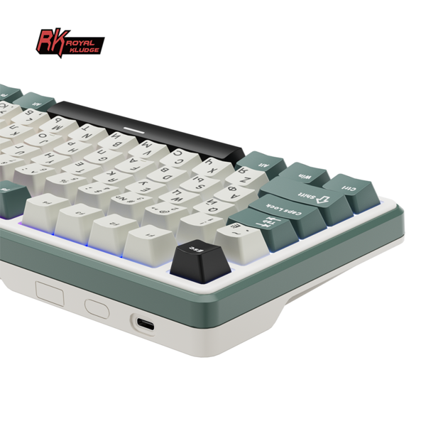 Компактная (75%) механическая клавиатура Royal Kludge RK X87 - проводная, 86 клавиш, Gasket Mount, профиль PBT Cherry, цвет Wasong Green, переключатели RK Creamy