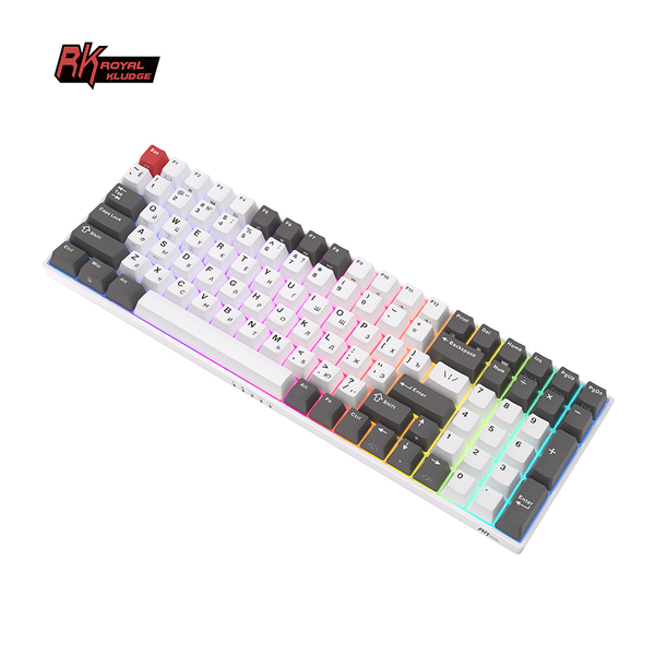 Полноразмерная (96%) механическая клавиатура Royal Kludge RK100 - 3 типа подключения, 100 клавиш, Grey,Red,White, переключатели RK Red